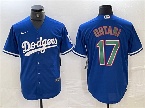 Los Angeles Dodgers #17 Shohei Ohtani Blue Green Cool Base Stitched Jersey - Click Image to Close